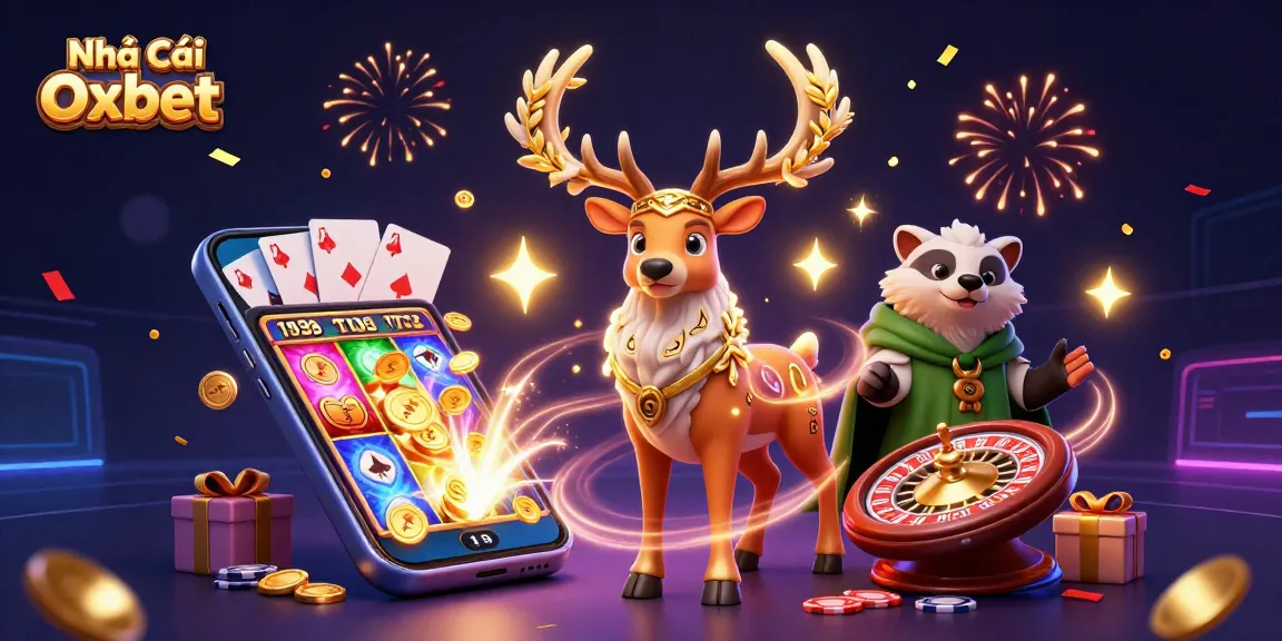 Engage with the vibrant world of Nhà Cái Oxbet featuring a Celtic druid and gaming elements.