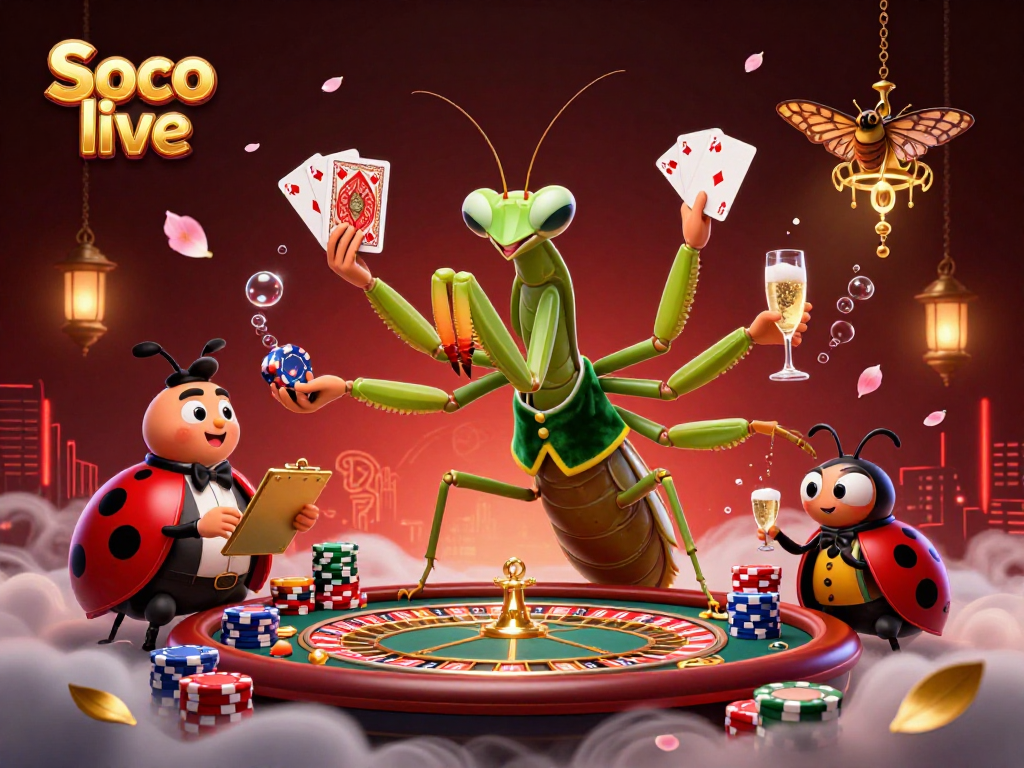 Soco live showcases a vibrant casino scene with animated characters and live gaming elements.