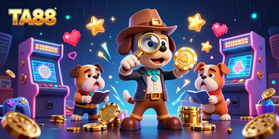 Engage in the TA88 casino realm with a 3D cartoon detective exploring poker clues in an exciting setting.