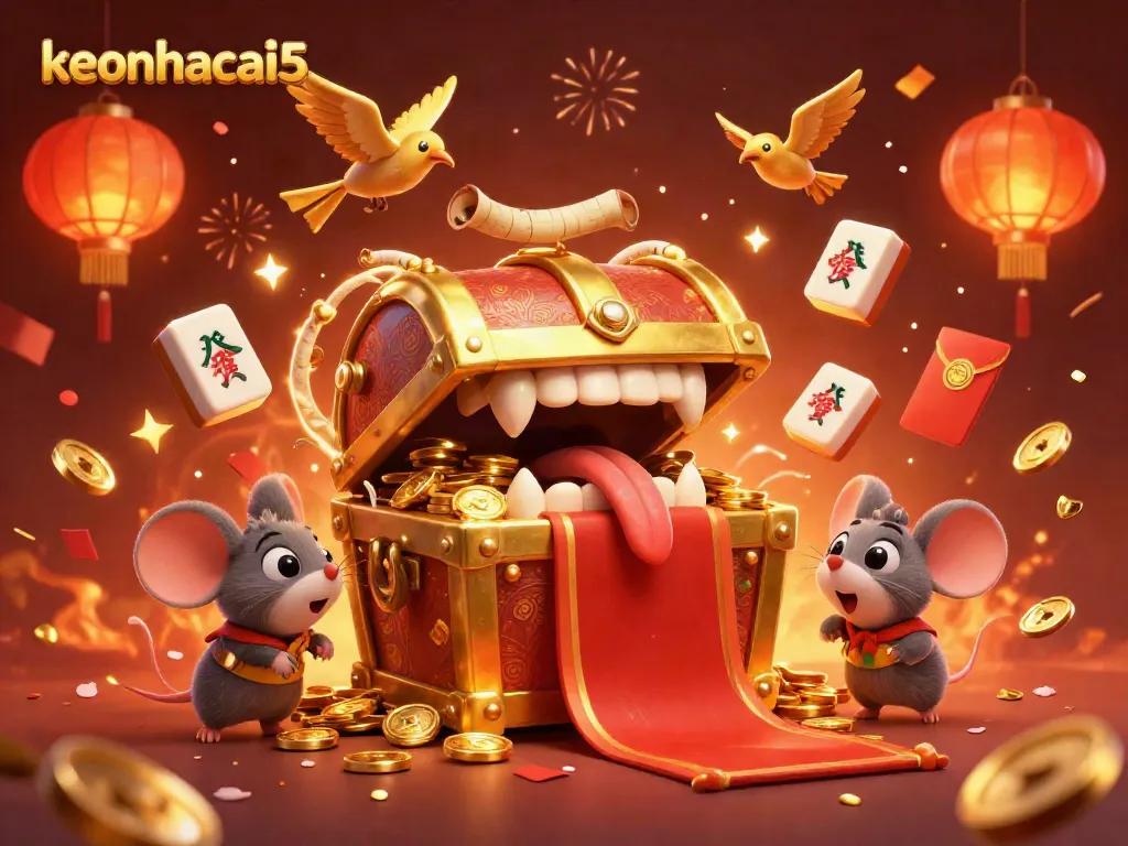 Engaging scene with keonhacai5 characters attracting players towards rewards and riches.