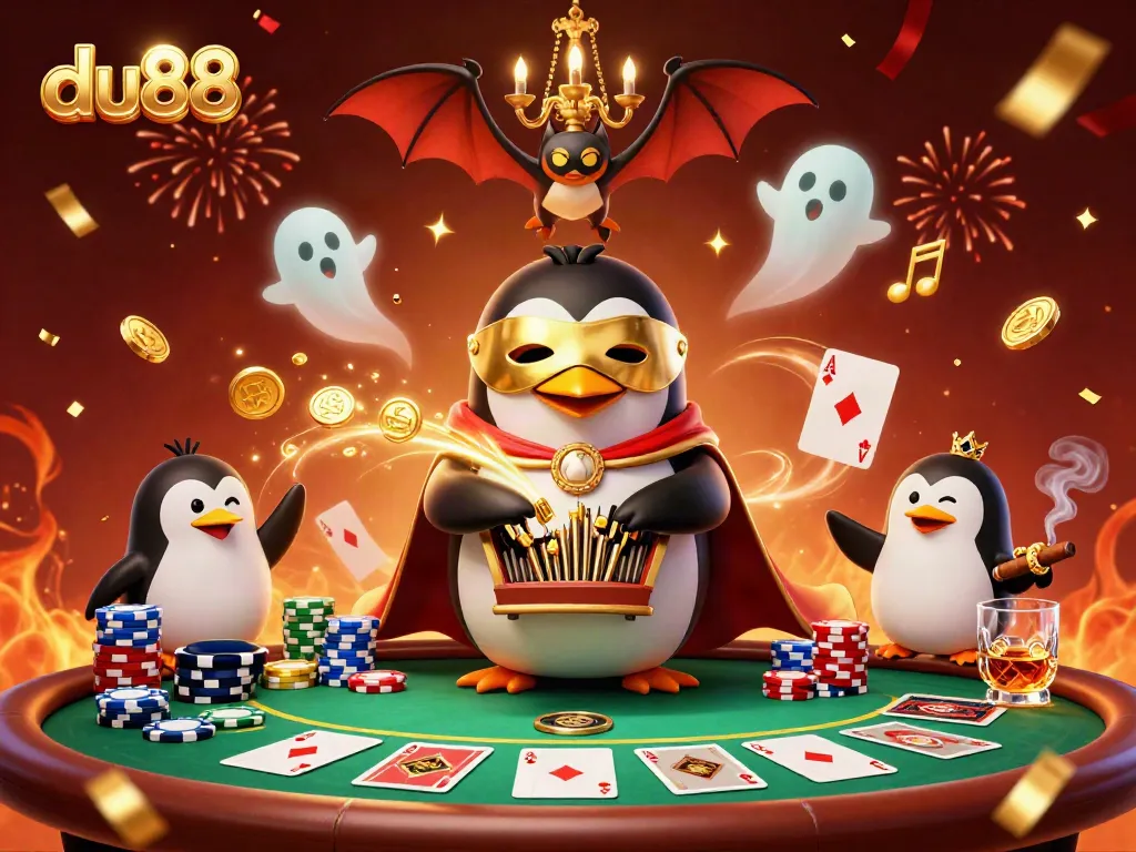 Experience the excitement of du88 with a vibrant 3D scene featuring gaming elements, gold coins, and dynamic characters.
